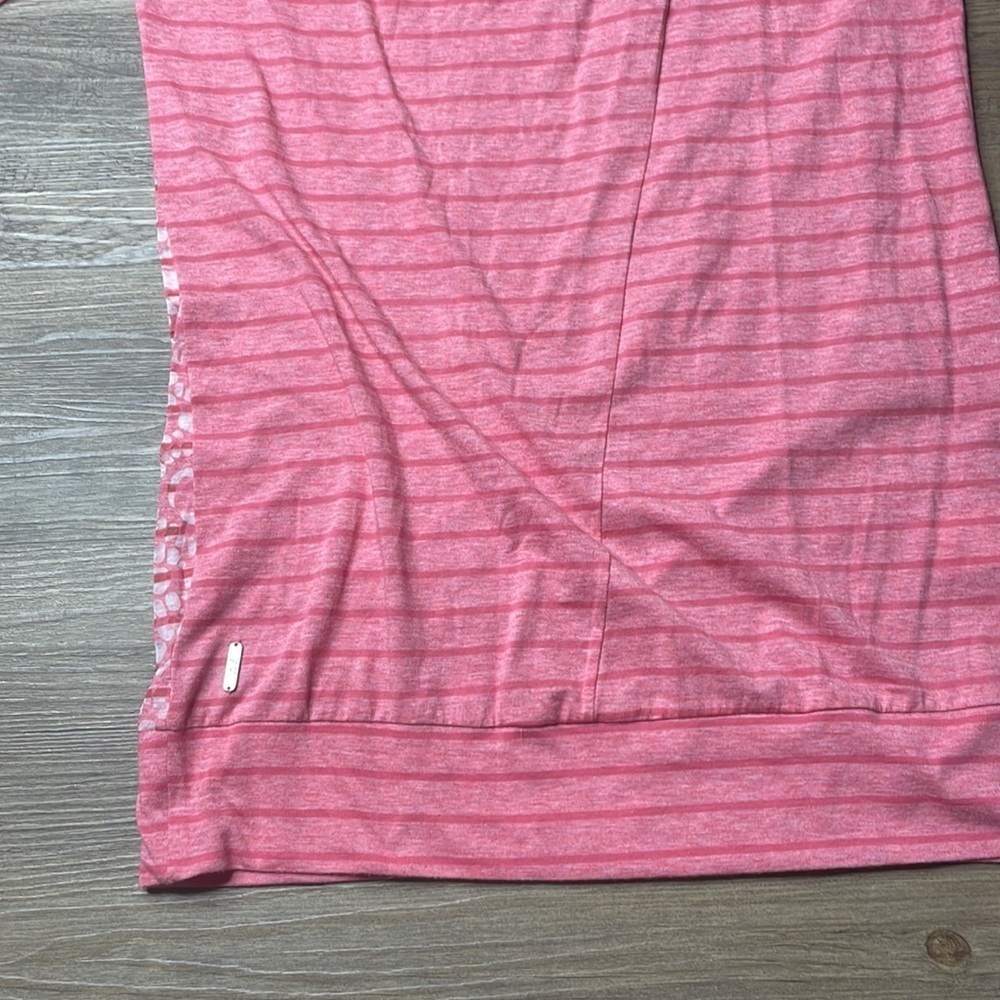Lolë Women’s Pink Striped 3/4 Sleeve Long Tunic Top, Coverup, size small - Picture 4 of 11